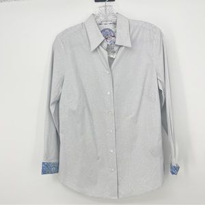 Robert Graham Blue White Button Up Dress Shirt Women’s Size Small Paisley NWT